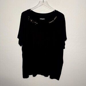 Torrid Embroirdered Gold Super Soft Black Cosmic Top 3 3X 22/24